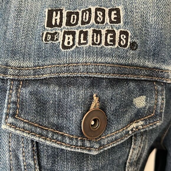 House of Blues Vintage Original Cambridge Ma 1992 Denim Jacket Multi Trim SZ M - Picture 3 of 11